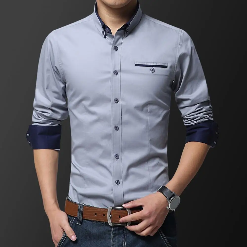 Men Formal Business Shirt Single-breasted Lapel Long Sleeve Slim Fit Soft Breathable Mid Length Thin Spring Fall Office Shirt
Men Formal Business Shirt Single-breasted Lapel Long Sleeve Slim Fit Soft Breathable Mid Length Thin Spring Fall Office Shirt