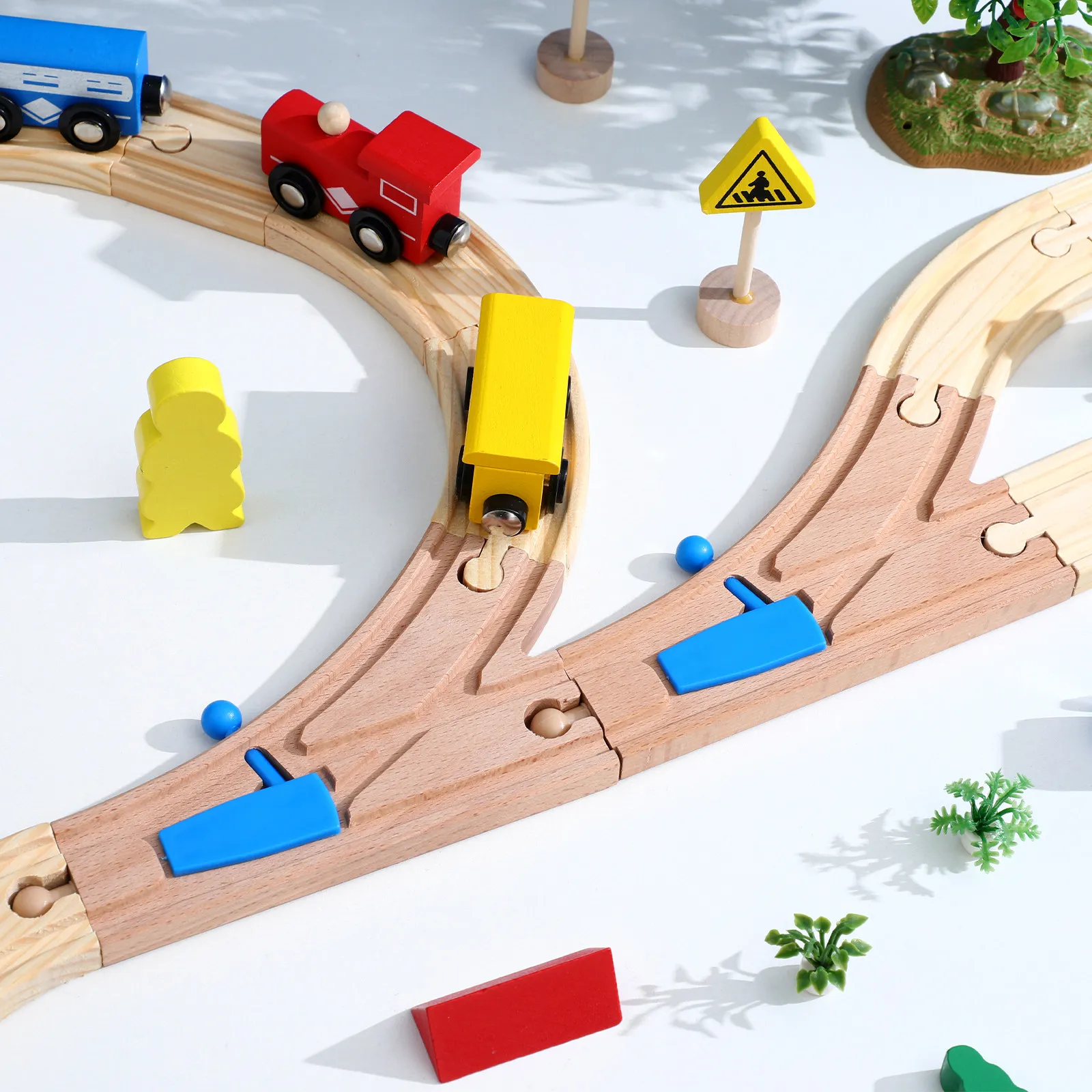 2Pcs Wooden Train Switch Track Intersections Expansion Pieces Creative Railway Scene Builder Enhance Wooden Track
2Pcs Wooden Train Switch Track Intersections Expansion Pieces Creative Railway Scene Builder Enhance Wooden Track