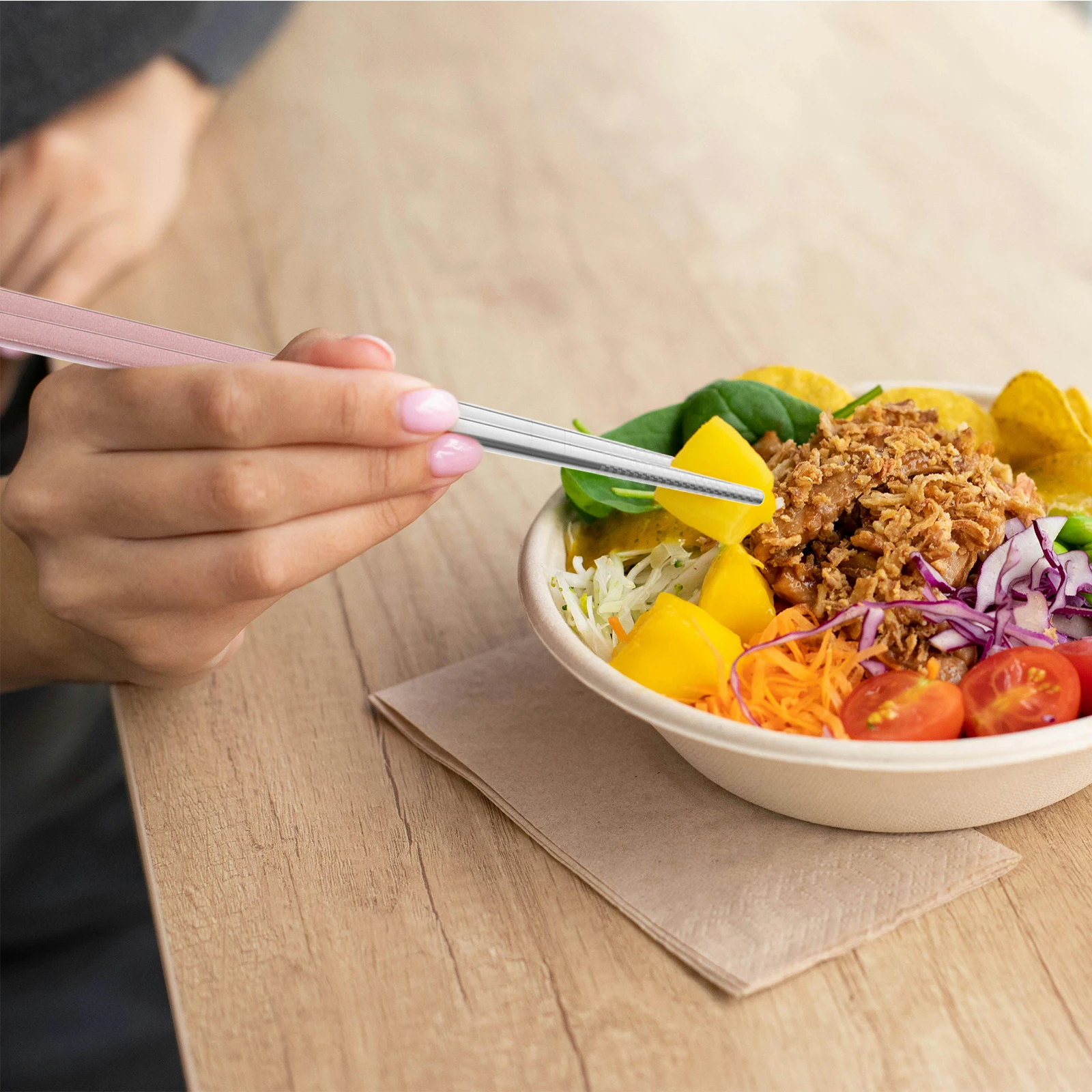 3 Pcs Stainless Steel Cutlery Set Reusable Travel Utensils Portable Spoon Fork Chopsticks Case Compact Stylish Environmental
3 Pcs Stainless Steel Cutlery Set Reusable Travel Utensils Portable Spoon Fork Chopsticks Case Compact Stylish Environmental