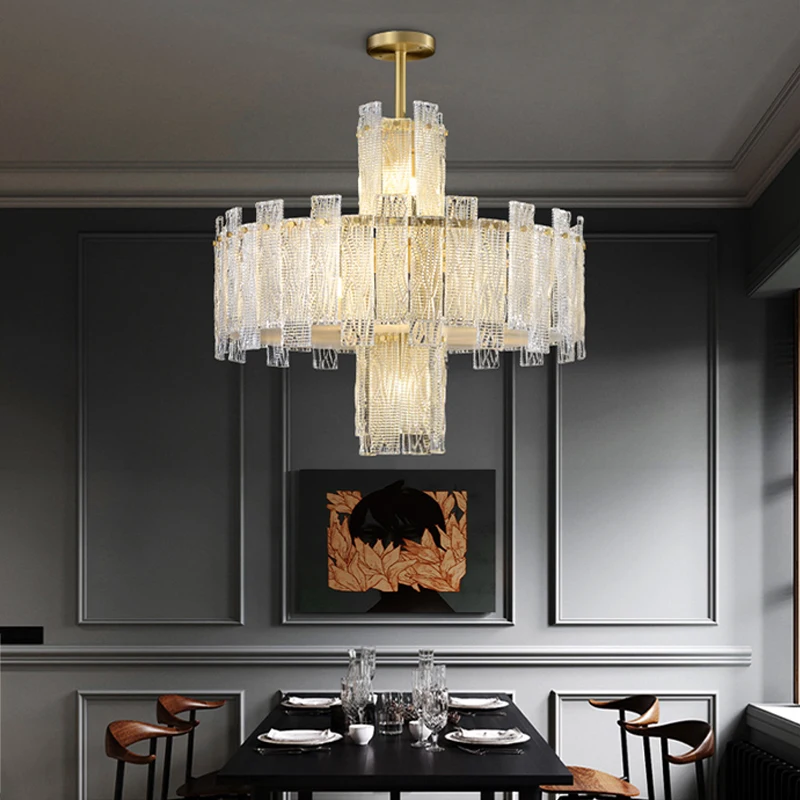 Luxury Embossed Glass Ceiling Big Chandeliers Copper Lustres Modern LED Stair Light Hanging Lamp Home Decoration for Staircase
Luxury Embossed Glass Ceiling Big Chandeliers Copper Lustres Modern LED Stair Light Hanging Lamp Home Decoration for Staircase