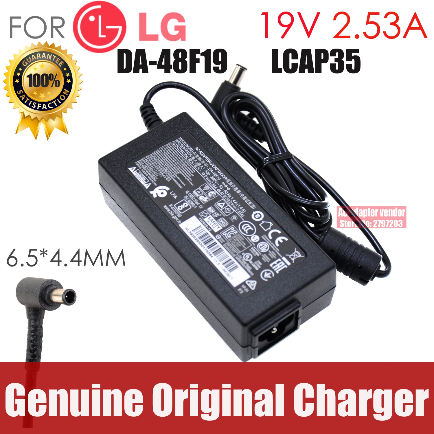 brand new Original FOR LG 32mb25vq-B/C-L 19V 2.53A AC adapter Power supply Charger cord DA-48F19 LCAP35
brand new Original FOR LG 32mb25vq-B/C-L 19V 2.53A AC adapter Power supply Charger cord DA-48F19 LCAP35