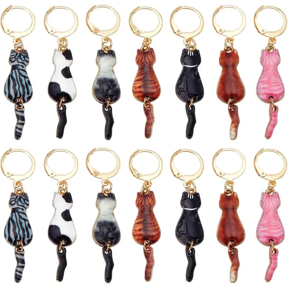 14Pcs 7 Colors Cat Stitch Markers Alloy Enamel Crochet Stitch Marker Charms Animal Leverback Clasp Knitting Charms for DIY
14Pcs 7 Colors Cat Stitch Markers Alloy Enamel Crochet Stitch Marker Charms Animal Leverback Clasp Knitting Charms for DIY