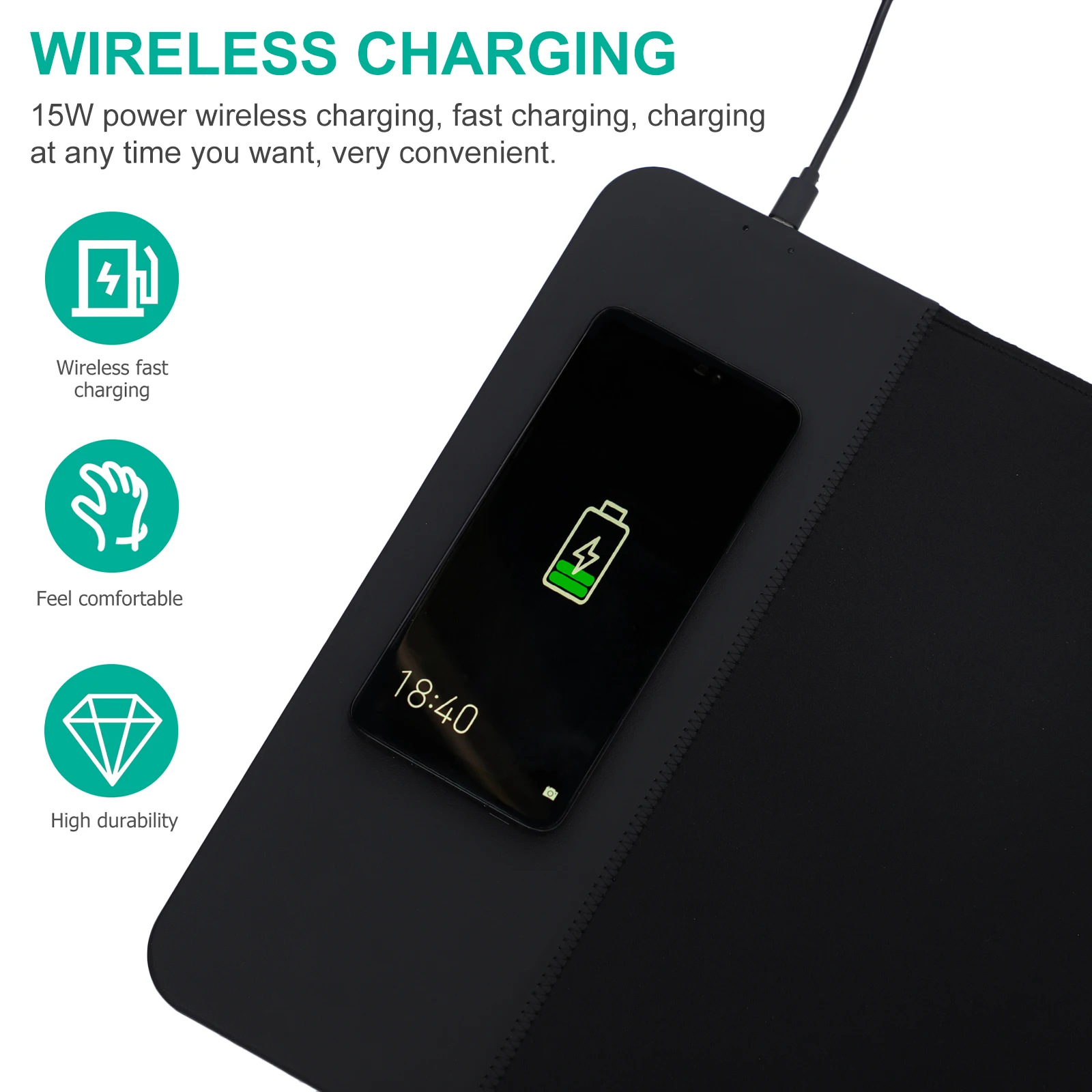 Wireless Charging Pad 800x300x4mm Black Mouse Pads For Desk 15W Fast Keyboard Desk Mat Large Gaming Office Cloth Rubber
Wireless Charging Pad 800x300x4mm Black Mouse Pads For Desk 15W Fast Keyboard Desk Mat Large Gaming Office Cloth Rubber