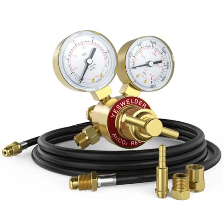 Регулятор аргона/CO2 YESWELDER с шлангом 8,2 фута, манометром 0-4000 PSI, для газовой сварки MIG и TIG, подключение CGA580
Регулятор аргона/CO2 YESWELDER с шлангом 8,2 фута, манометром 0-4000 PSI, для газовой сварки MIG и TIG, подключение CGA580