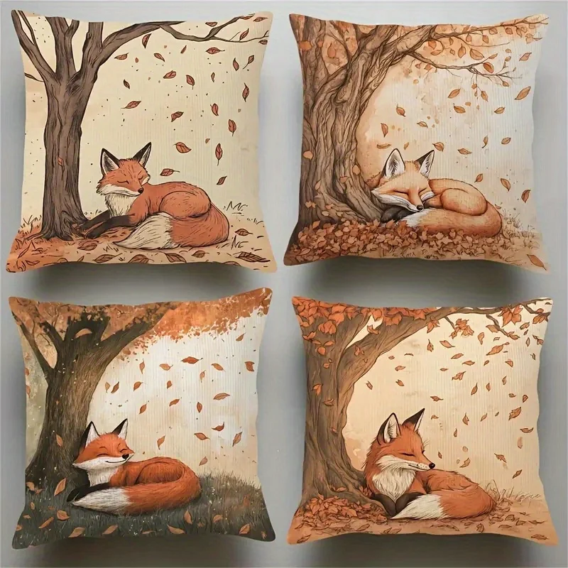4Pcs Retro Watercolor Fox Throw Pillow Covers with Warm Tone Fall Foliage Tree Art Cushion Cases for Balcony Patio Garden Home
4Pcs Retro Watercolor Fox Throw Pillow Covers with Warm Tone Fall Foliage Tree Art Cushion Cases for Balcony Patio Garden Home