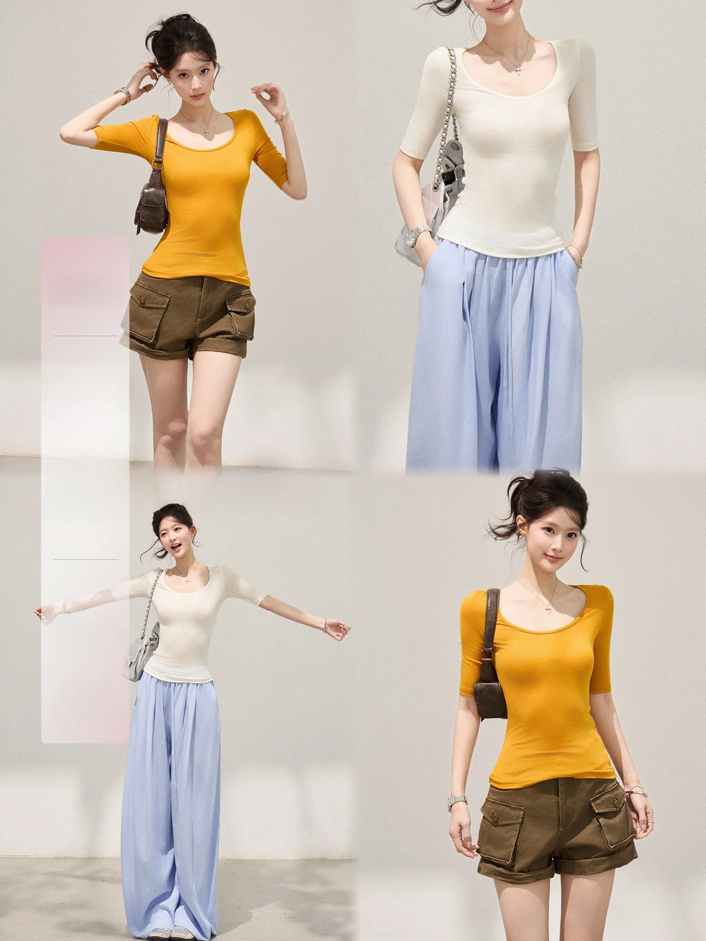 Slim Fit U-Neck mid Sleeve T-Shirt Women's Spring Summer New Style Korean System Versatile Base Shirt Exquisite Tailoring
Slim Fit U-Neck mid Sleeve T-Shirt Women's Spring Summer New Style Korean System Versatile Base Shirt Exquisite Tailoring