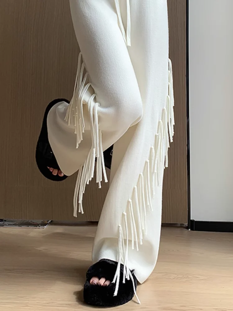 Knitted Pants Women Drawstring Lace Up Warm Wide Leg Loose Trousers Casual Comfortable Tassel Designer Full Length Pant
Knitted Pants Women Drawstring Lace Up Warm Wide Leg Loose Trousers Casual Comfortable Tassel Designer Full Length Pant