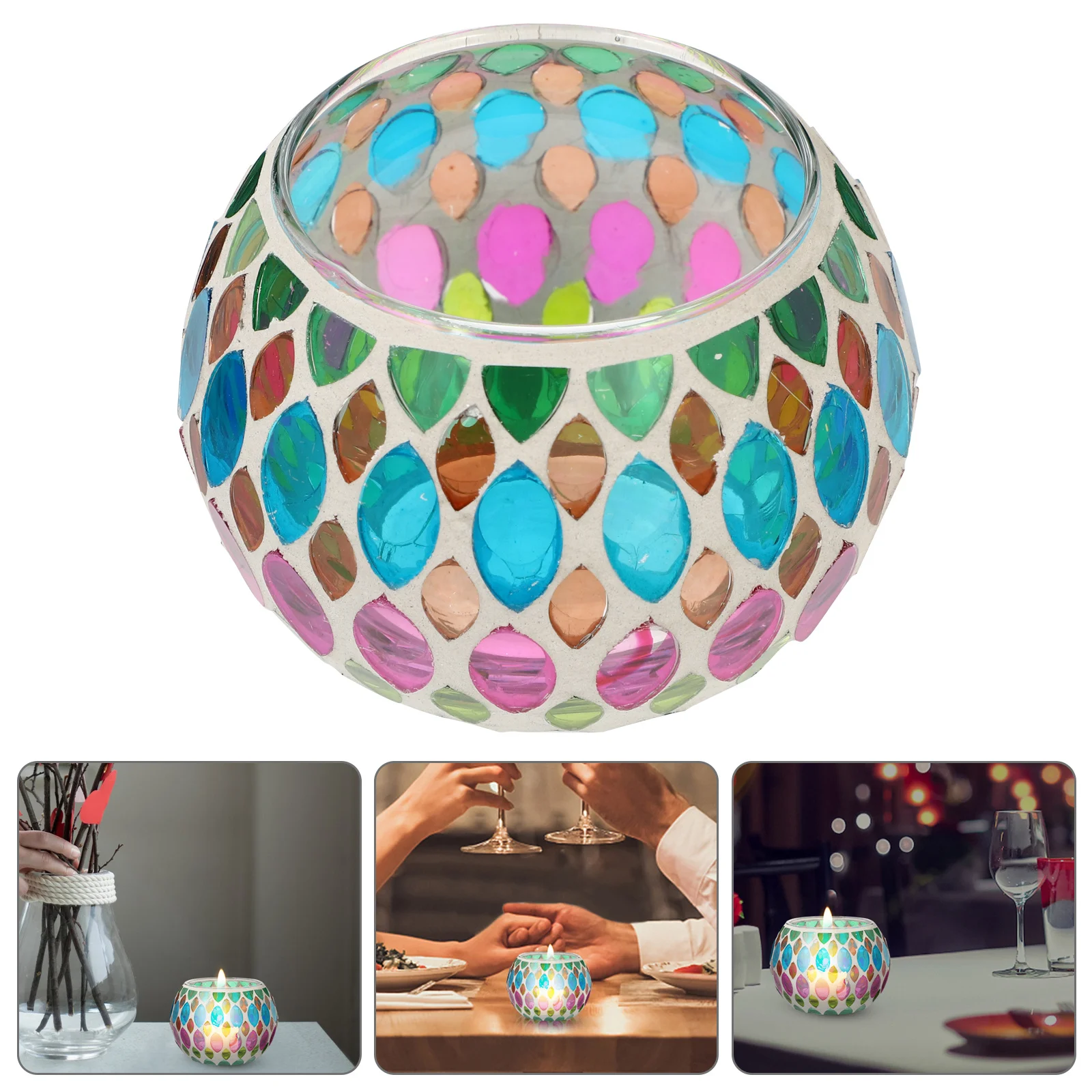 Glass Holder Colorful Mosaic Design Smooth Edge Home Ornament for Festivals Candles Or LED Lights Tealight Holders
Glass Holder Colorful Mosaic Design Smooth Edge Home Ornament for Festivals Candles Or LED Lights Tealight Holders