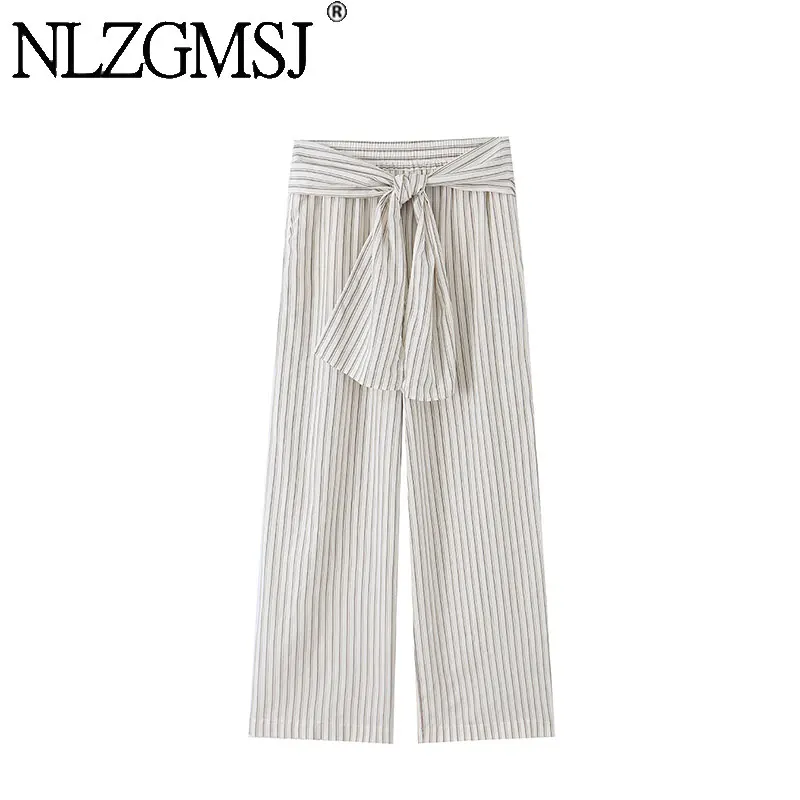 Nlzgmsj 2026 Summer Female High Waist Striped Wide Leg Pants Tie Waist Detail Loose Fit Beach Vacation Wear Y2K
Nlzgmsj 2026 Summer Female High Waist Striped Wide Leg Pants Tie Waist Detail Loose Fit Beach Vacation Wear Y2K