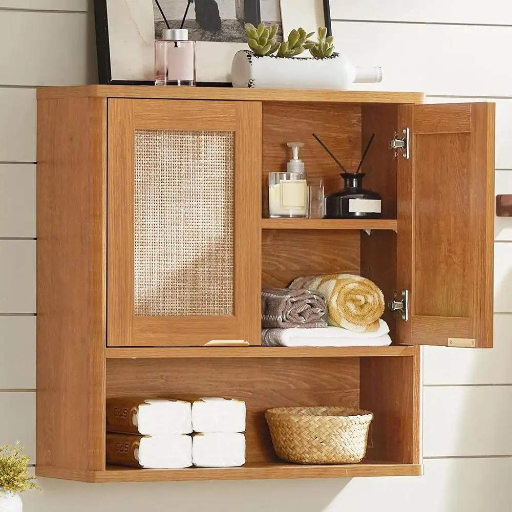 Boho-Style Rattan Wall Cabinet with Adjustable Shelf, Over Toilet Storage Organizer for Bathroom, Laundry, Kitchen, Living Room,
Boho-Style Rattan Wall Cabinet with Adjustable Shelf, Over Toilet Storage Organizer for Bathroom, Laundry, Kitchen, Living Room,
