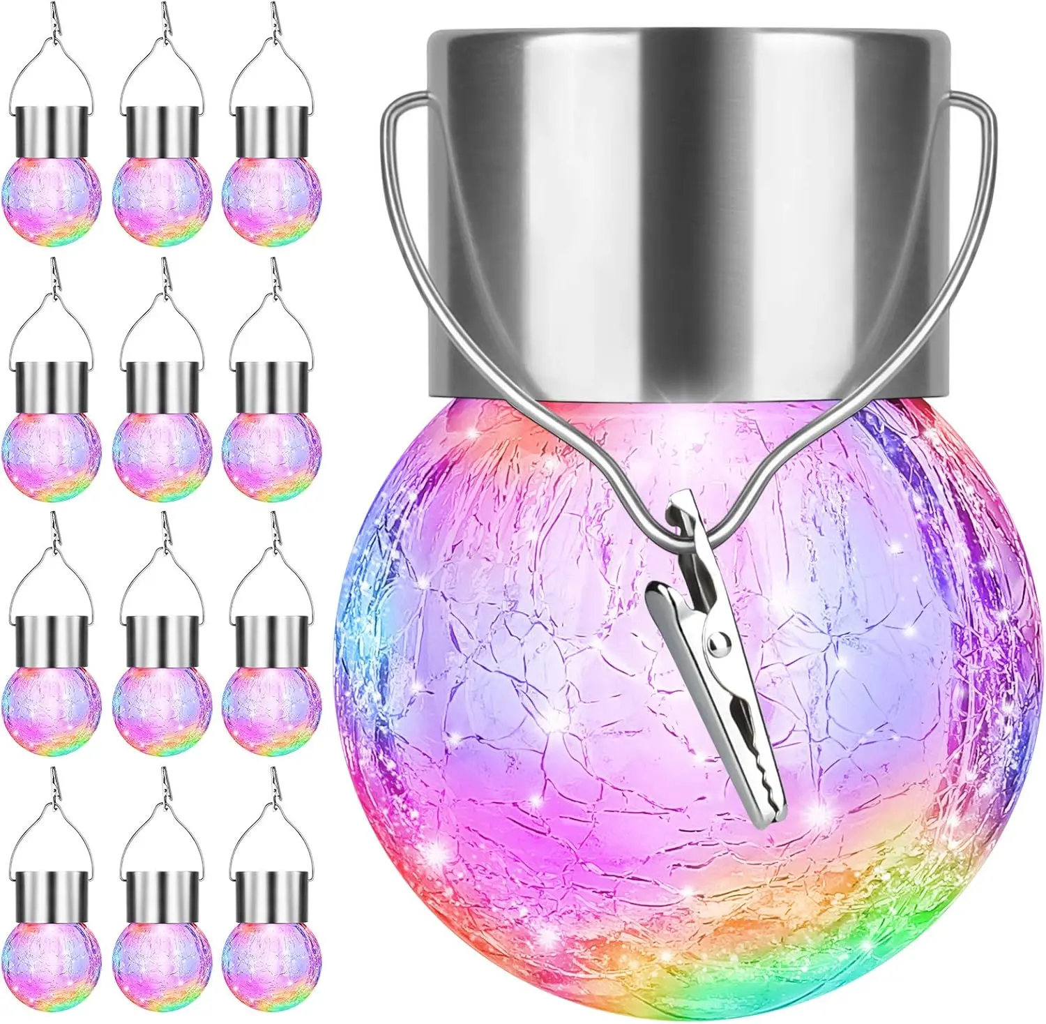 12Pack Outdoor Hanging Solar Lights - Cracked Glass Solar Lights Waterproof LED Decorative Ball Lights Tree Solar Powered
12Pack Outdoor Hanging Solar Lights - Cracked Glass Solar Lights Waterproof LED Decorative Ball Lights Tree Solar Powered