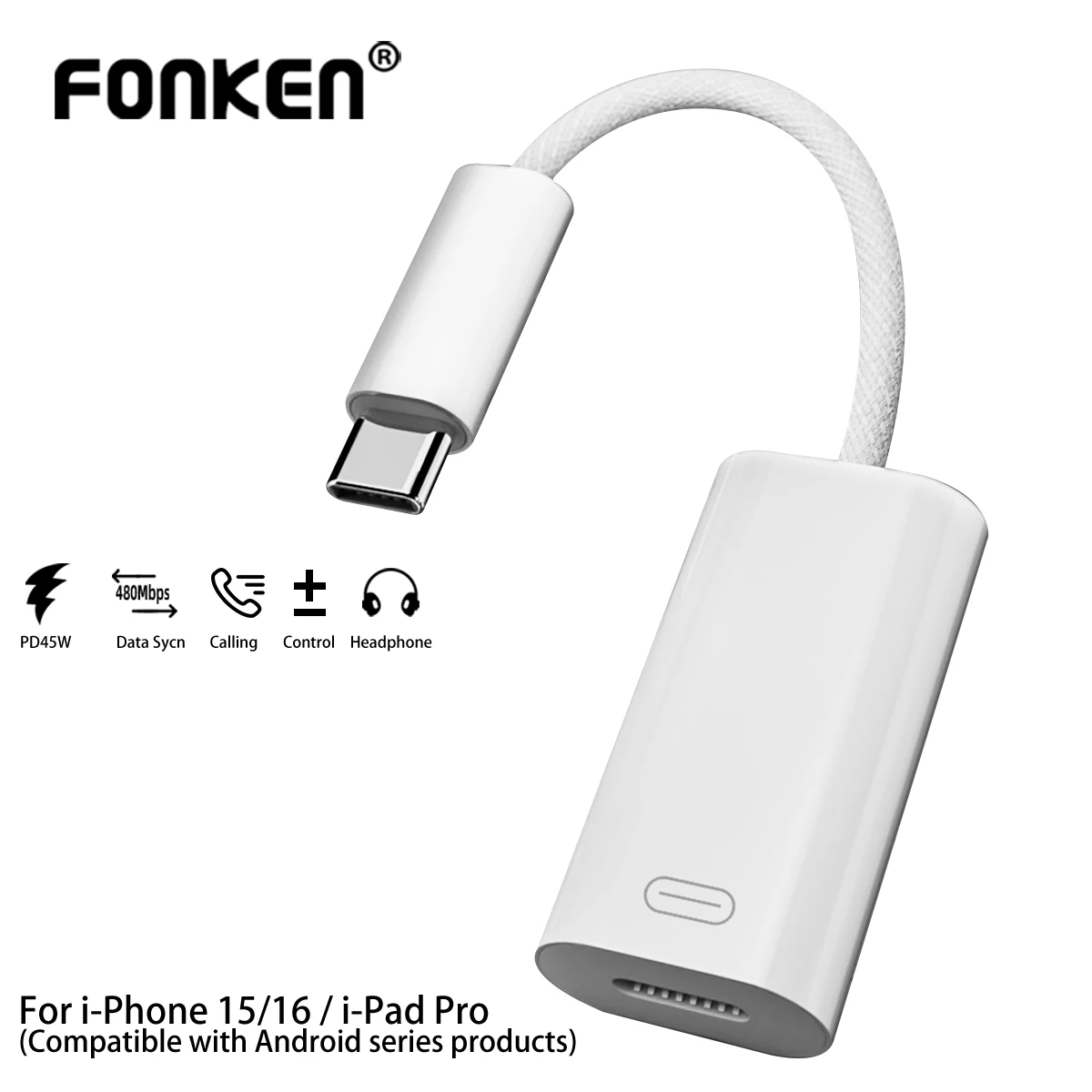 USB Type-C to Lightning Earphone Adapter Short Wire Suitable for Apple iPhone 16 Earphone Audio Cable
USB Type-C to Lightning Earphone Adapter Short Wire Suitable for Apple iPhone 16 Earphone Audio Cable
