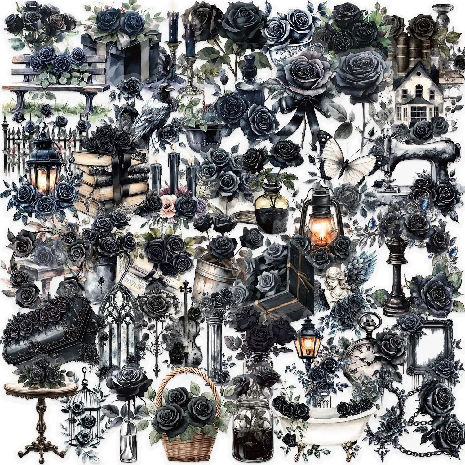 50Pcs Transparent Cartoon Dark Rose Stickers Pack Waterproof Transparent Bookkeeping Material Decorative Guitar Notebook
50Pcs Transparent Cartoon Dark Rose Stickers Pack Waterproof Transparent Bookkeeping Material Decorative Guitar Notebook
