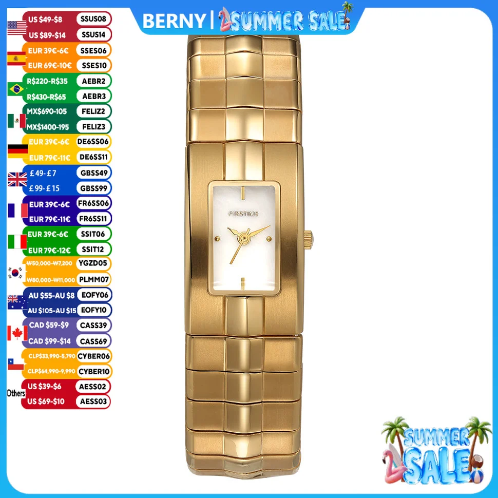 BERNY Golden Women's watches Elegant Rectangle Titanium Ladies Quartz Wristwatch Miyota 5Y20 Small Dial Gold Lightweight Watch
BERNY Golden Women's watches Elegant Rectangle Titanium Ladies Quartz Wristwatch Miyota 5Y20 Small Dial Gold Lightweight Watch