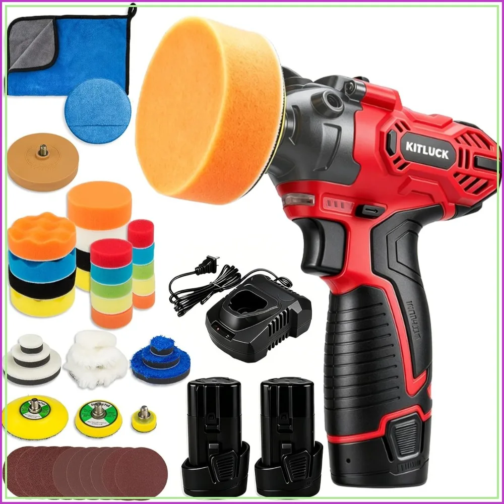 12V Cordless Mini Buffer Polisher, 2x2.5Ah Batteries, Variable Speed, 40pcs Pads, for Car Detailing & Sanding
12V Cordless Mini Buffer Polisher, 2x2.5Ah Batteries, Variable Speed, 40pcs Pads, for Car Detailing & Sanding