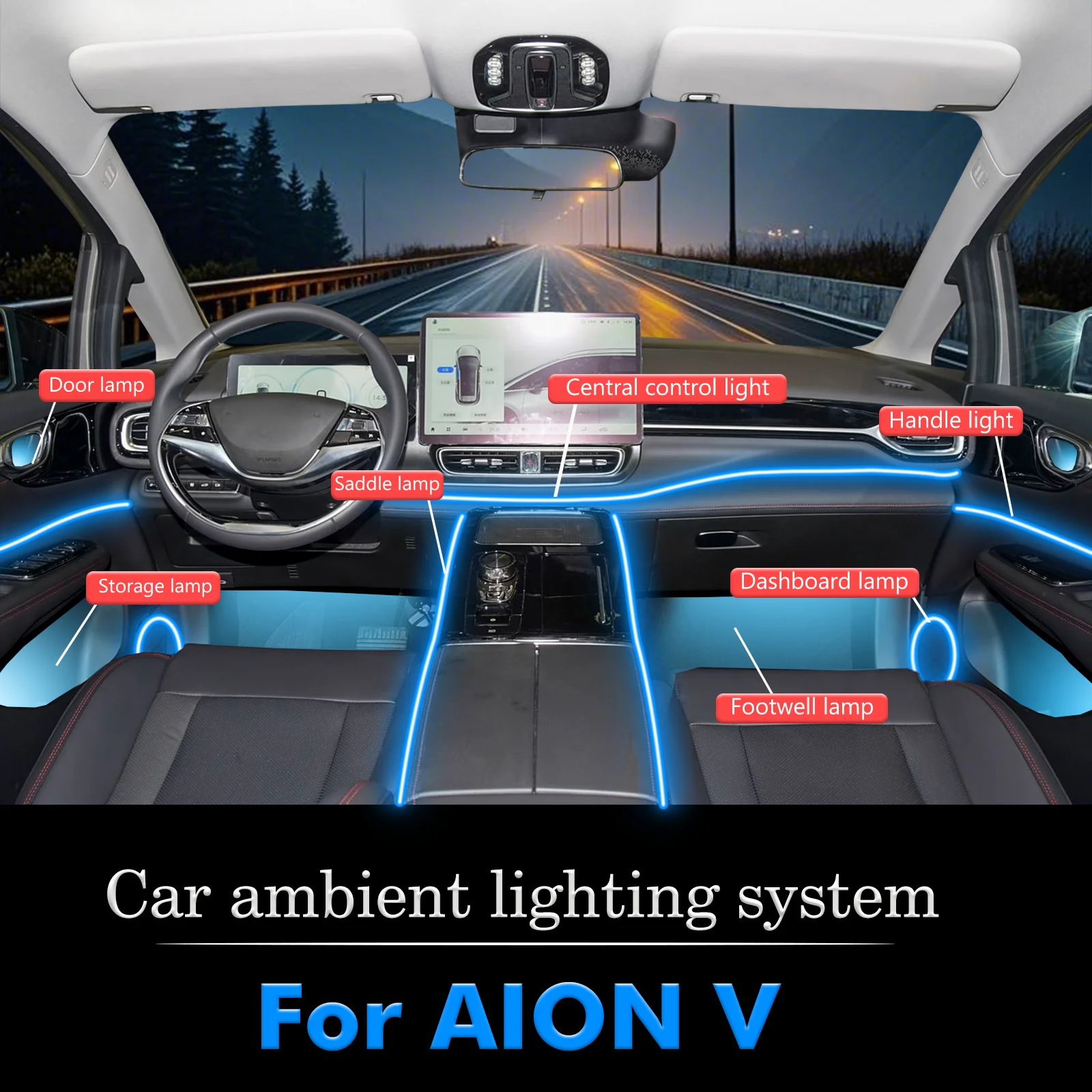 For AION V RGB 64 Colors LED Smart Remote Control Car Interior Ambient Light Energy Saving Efficient Lamp Kit
For AION V RGB 64 Colors LED Smart Remote Control Car Interior Ambient Light Energy Saving Efficient Lamp Kit