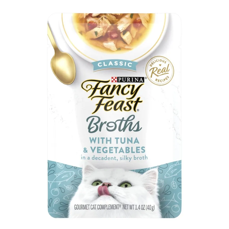 Purina Broths Wet Cat Food in Tuna Vegetables Flavor, 1.4 oz Pouches, 16 Pack Grain-Free, Rich in Hydration, Perfect for Daily
Purina Broths Wet Cat Food in Tuna Vegetables Flavor, 1.4 oz Pouches, 16 Pack Grain-Free, Rich in Hydration, Perfect for Daily