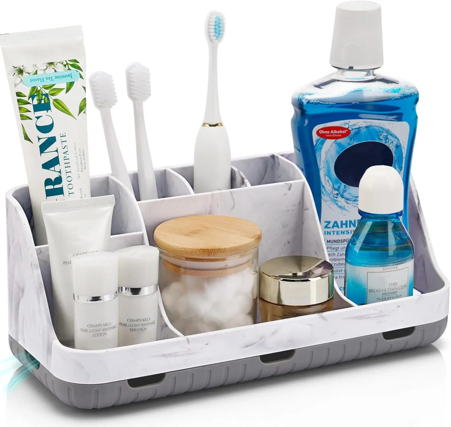 Marble Bathroom Countertop Organizer - Detachable 7 Slots Toothbrush Holder with Drainage, Grey
Marble Bathroom Countertop Organizer - Detachable 7 Slots Toothbrush Holder with Drainage, Grey