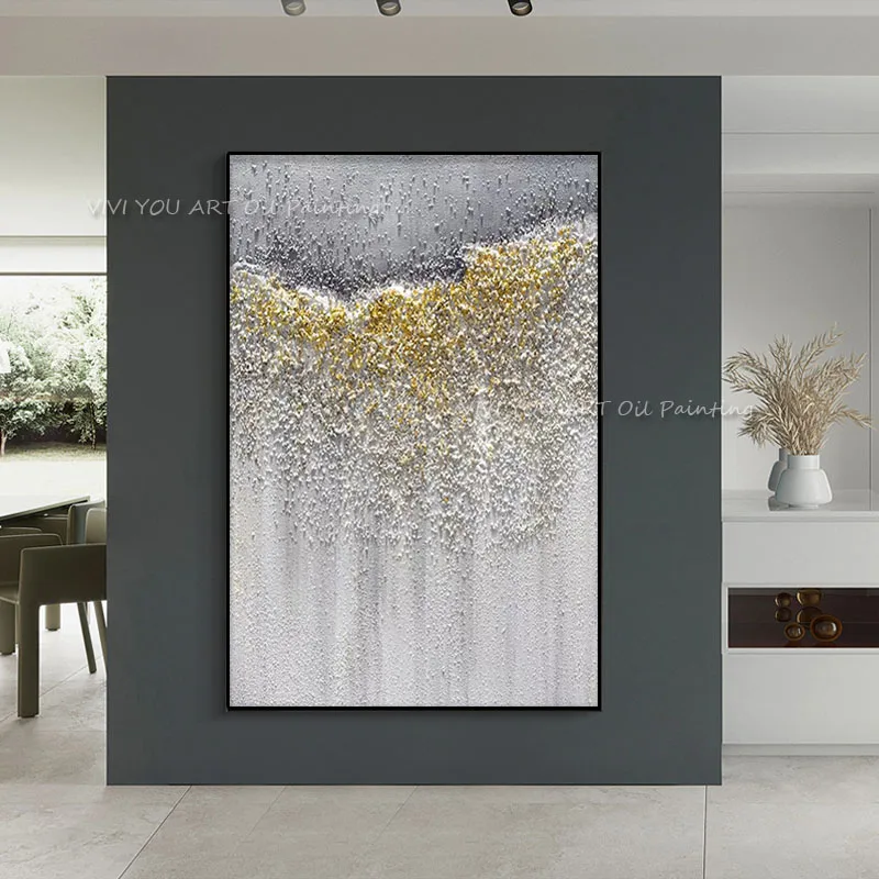 3D Textured Gold Silver Large Abstract Oil Painting Hand Painted On Canvas Modern Luxury Wall Art For Living Room Entryway Decor
3D Textured Gold Silver Large Abstract Oil Painting Hand Painted On Canvas Modern Luxury Wall Art For Living Room Entryway Decor