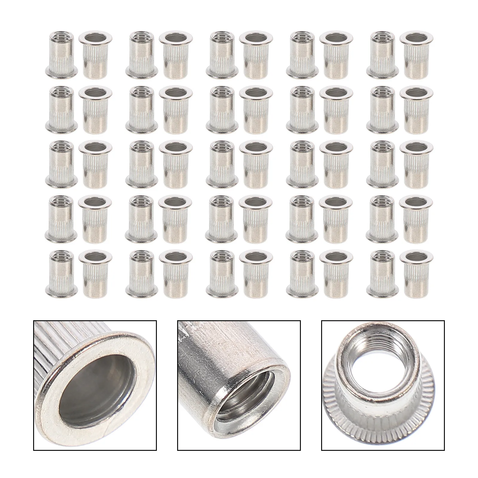 50 Pcs Enough Quantity Rivet Nuts Flat Head Threaded Insert Flanged Easy to Use Flathead Blind Steel Fastener
50 Pcs Enough Quantity Rivet Nuts Flat Head Threaded Insert Flanged Easy to Use Flathead Blind Steel Fastener