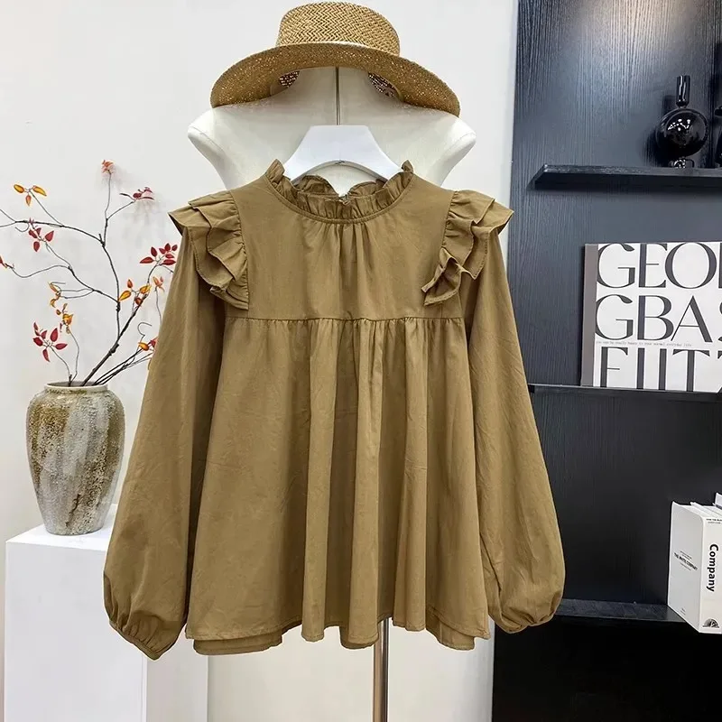 French Style Shirt For Women In Autumn Simple Solid Color Loose Thin Ruffled Long-sleeved Casual Top
French Style Shirt For Women In Autumn Simple Solid Color Loose Thin Ruffled Long-sleeved Casual Top