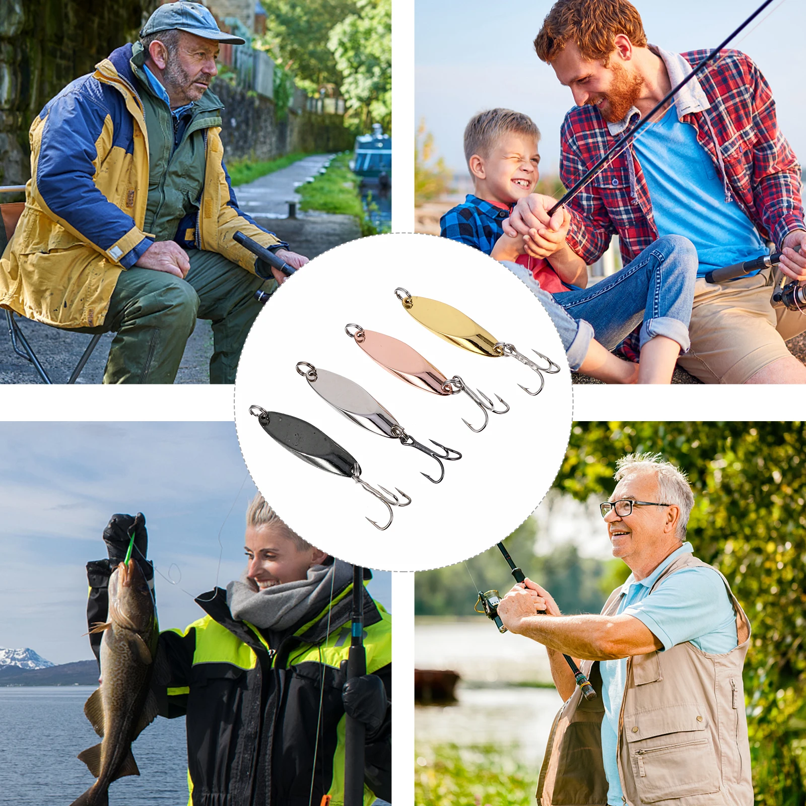 4pcs Metal Lure Spoons Bright Color Single Hook Lightweight Durable Fishing Baits Supplies for Freshwater Bass Trout
4pcs Metal Lure Spoons Bright Color Single Hook Lightweight Durable Fishing Baits Supplies for Freshwater Bass Trout
