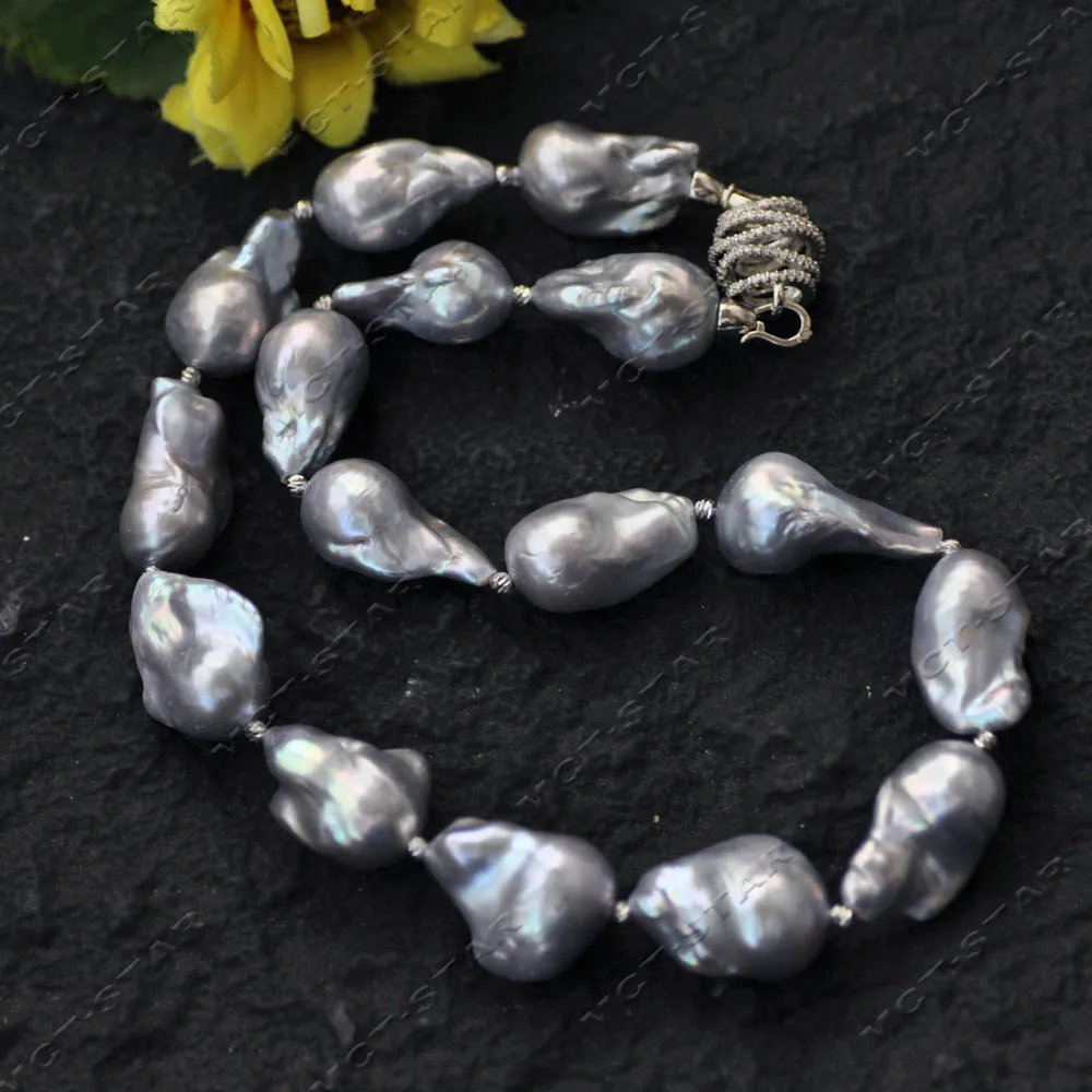 Z14442 18'' 25mm Gray Drop Baroque Keshi Reborn Pearl Necklace Honey Pot CZ
Z14442 18'' 25mm Gray Drop Baroque Keshi Reborn Pearl Necklace Honey Pot CZ