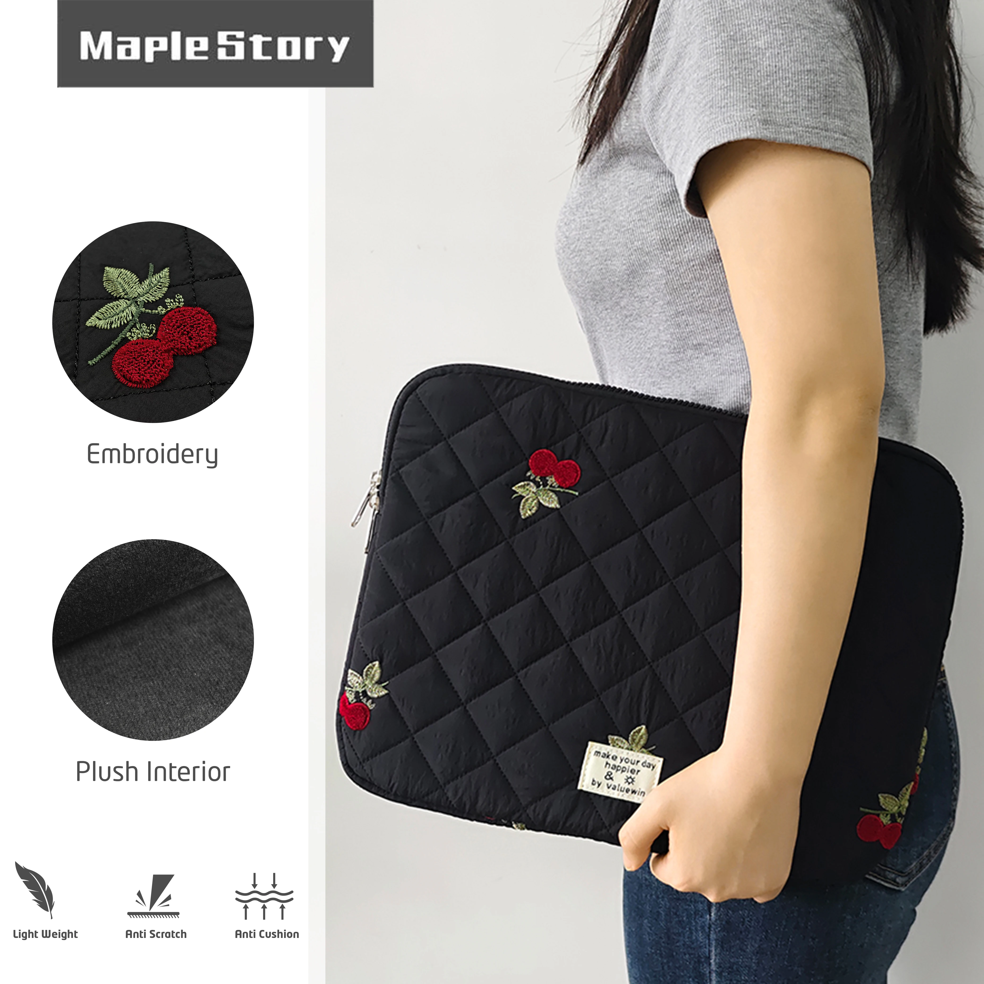 Cherry Embroidery Laptop Sleeve Bag 14 15.6 16inch For Macbook Pro Air Lenovo Dell Huawei Shockproof Laptop Case 11'' iPad Case
Cherry Embroidery Laptop Sleeve Bag 14 15.6 16inch For Macbook Pro Air Lenovo Dell Huawei Shockproof Laptop Case 11'' iPad Case