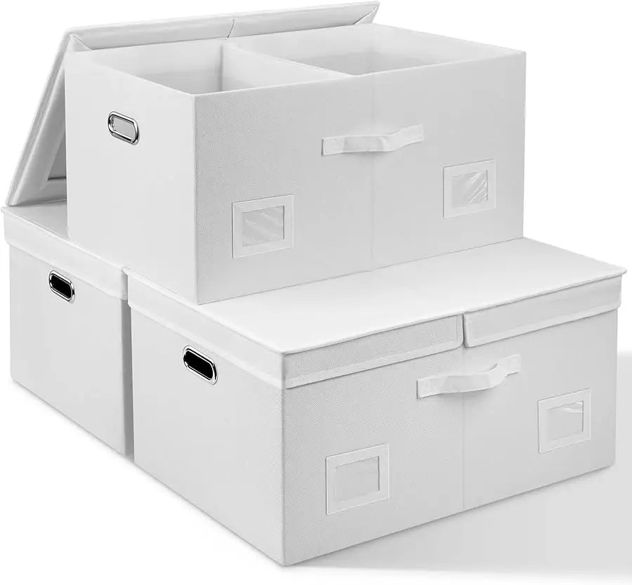 75 Quarts Extra Large Decorative Storage Bins with Lids, 3 Packs White Collapsible Storage Bins with Lids, Stackable Storage Bin
75 Quarts Extra Large Decorative Storage Bins with Lids, 3 Packs White Collapsible Storage Bins with Lids, Stackable Storage Bin