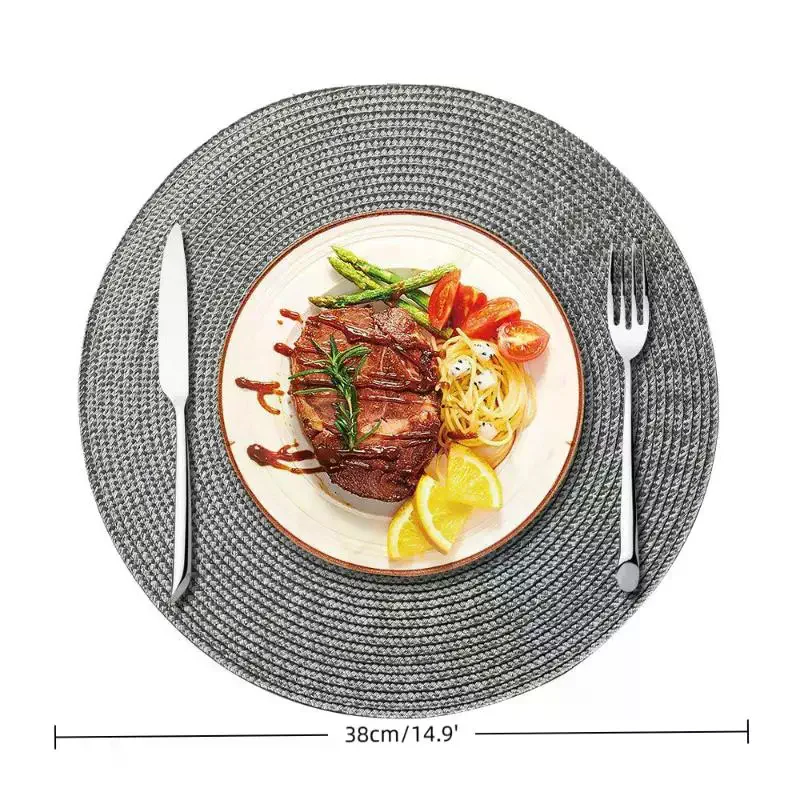 Round Dining Table Mat 38cm PP Woven Eco Biodegradable Placemat for Home Kitchen Decoration
Round Dining Table Mat 38cm PP Woven Eco Biodegradable Placemat for Home Kitchen Decoration