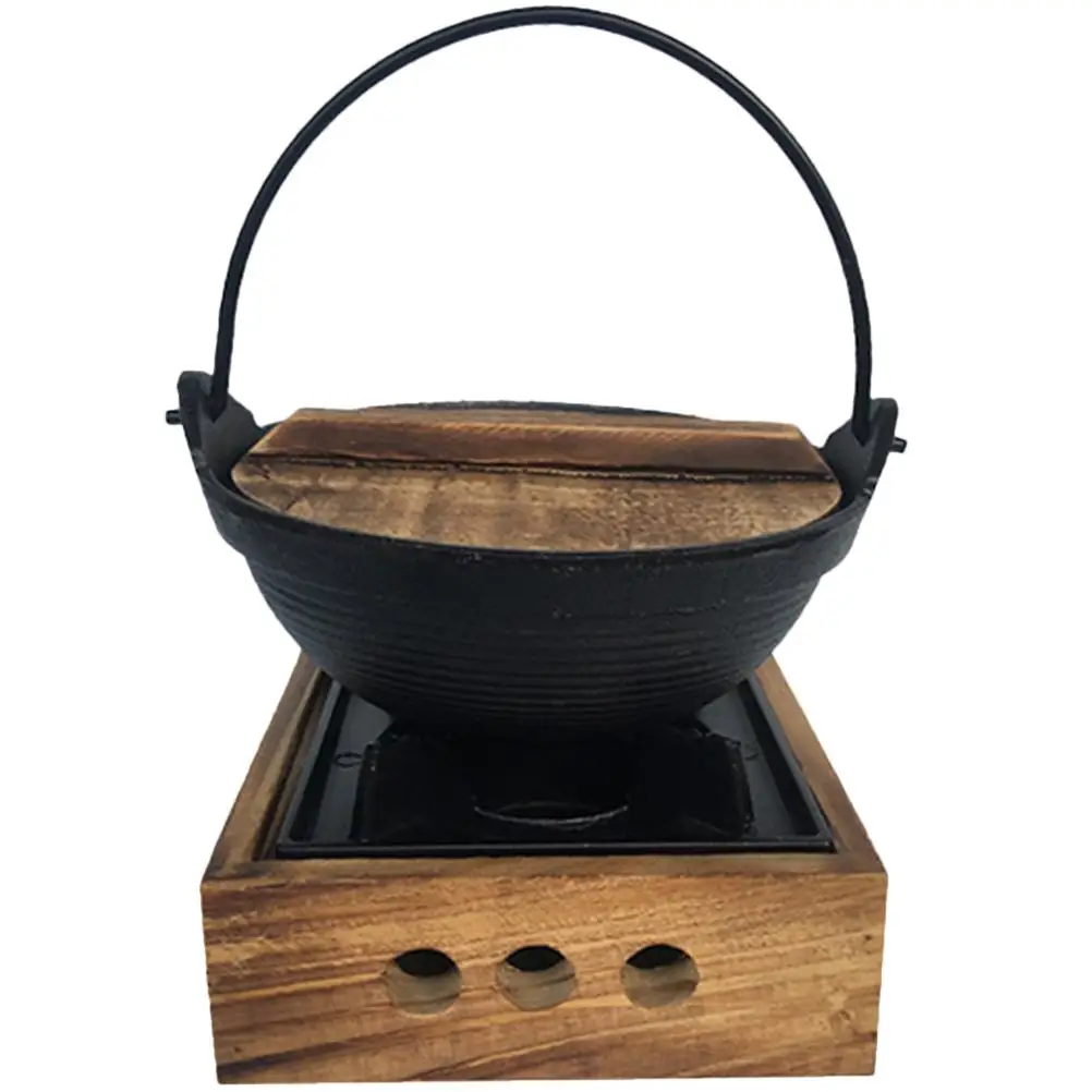 Sukiyaki Hotpot Small Wood Base Iron Cast Cauldron Non sticky High Temp Pot Camping Japanese Style Soup Cookware
Sukiyaki Hotpot Small Wood Base Iron Cast Cauldron Non sticky High Temp Pot Camping Japanese Style Soup Cookware