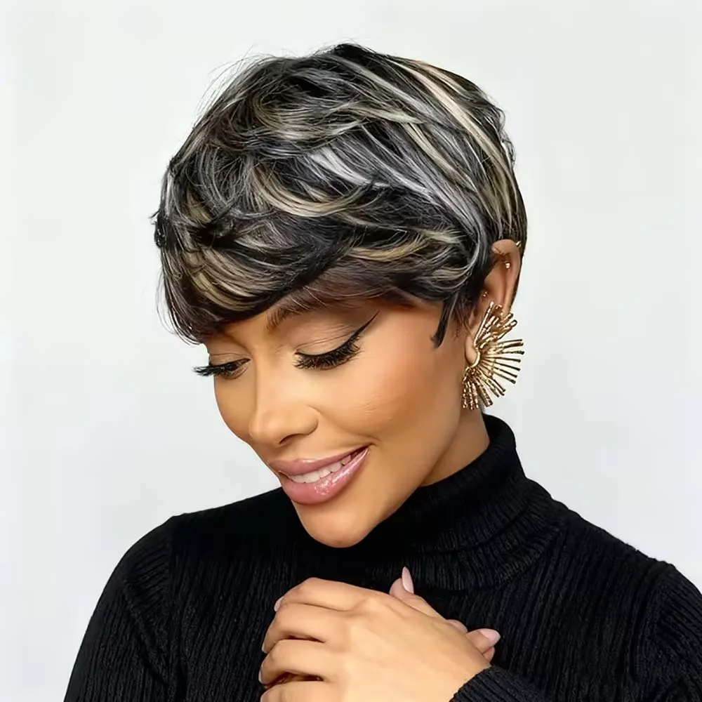 Смешанный цветной короткий парик из натуральных волос с стрижкой пикси, прямой парик с предварительно выщипанной челкой для женщин, машинная кепка, бразильский парик из волос
Смешанный цветной короткий парик из натуральных волос с стрижкой пикси, прямой парик с предварительно выщипанной челкой для женщин, машинная кепка, бразильский парик из волос