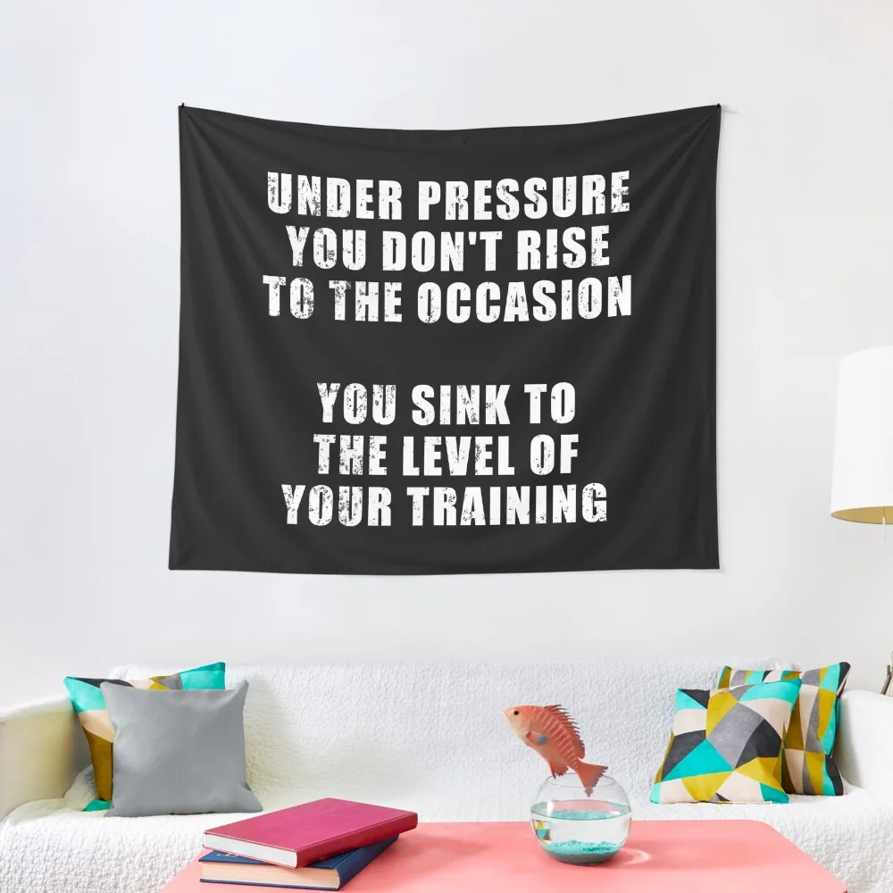 Under pressure you don't rise to the occasion - you sink to the level of your training (the phrase popular among Navy S Tapestry 
Under pressure you don't rise to the occasion - you sink to the level of your training (the phrase popular among Navy S Tapestry