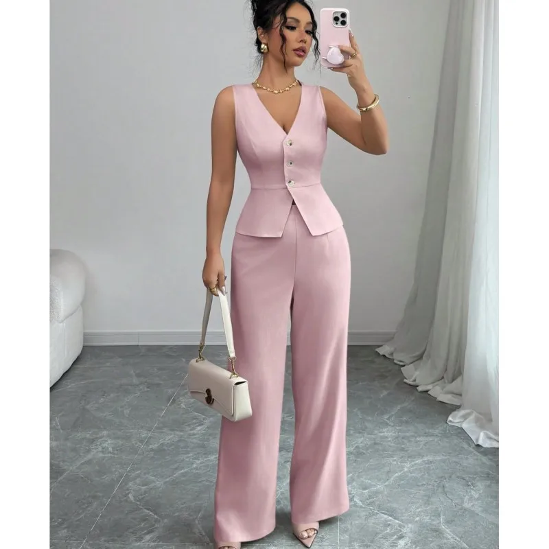 Female Foreign Style Office Set Summer Fashion Sleeveless Tank Top+Pants Two Piece Suit Lady Single Breasted Cardigan Top Outfit
Female Foreign Style Office Set Summer Fashion Sleeveless Tank Top+Pants Two Piece Suit Lady Single Breasted Cardigan Top Outfit