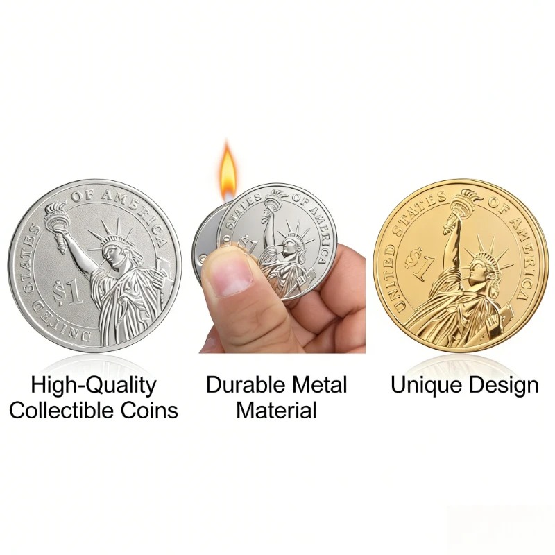 Retro One Dollar Coin Design Torch Lighter Mini Portable Inflated Gas Igniter Durable Metal Keychain Novelty Men Fashion Decor
Retro One Dollar Coin Design Torch Lighter Mini Portable Inflated Gas Igniter Durable Metal Keychain Novelty Men Fashion Decor