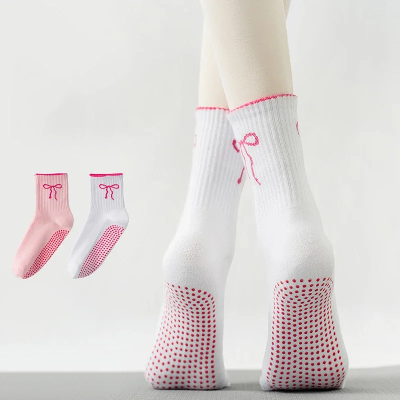 Носки для йоги, женские хлопковые носки с бантом в горошек, силиконовые нескользящие носки для пилатеса
Носки для йоги, женские хлопковые носки с бантом в горошек, силиконовые нескользящие носки для пилатеса