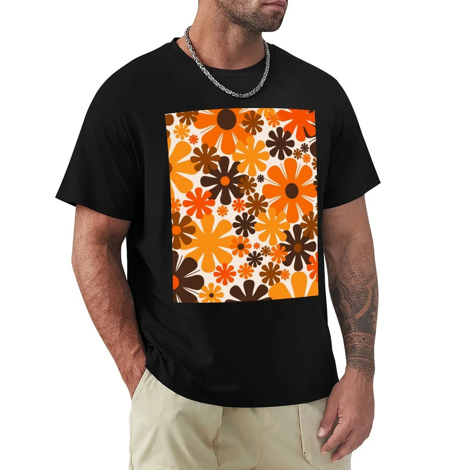 Retro 60s 70s Aesthetic Floral Pattern in 1970s Dark Brown Beige Orange T-Shirt Construction Work Tee Shirt
Retro 60s 70s Aesthetic Floral Pattern in 1970s Dark Brown Beige Orange T-Shirt Construction Work Tee Shirt
