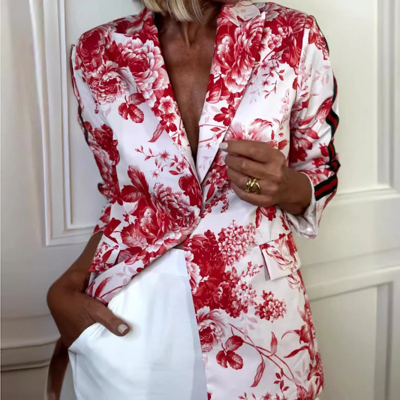Stylish Spring Floral Print Women's Coats Elegant Single Button Lapel Office Blazer Jacket Autumn Long Sleeve Slim Top Outerwear
Stylish Spring Floral Print Women's Coats Elegant Single Button Lapel Office Blazer Jacket Autumn Long Sleeve Slim Top Outerwear
