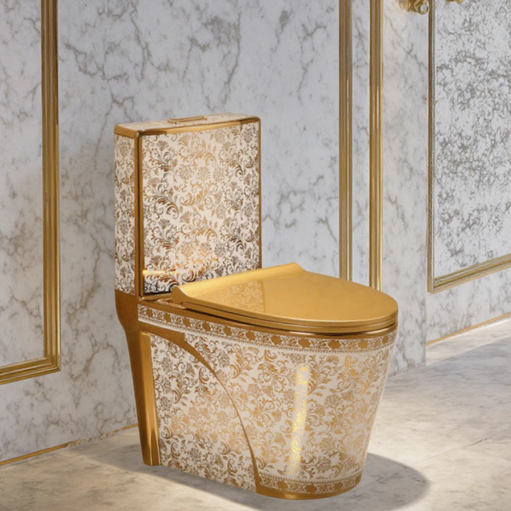 Custom S Trap Inodoro One Piece Ceramic Sanitary WC Electroplated Golden Toilet For Bathroom
Custom S Trap Inodoro One Piece Ceramic Sanitary WC Electroplated Golden Toilet For Bathroom