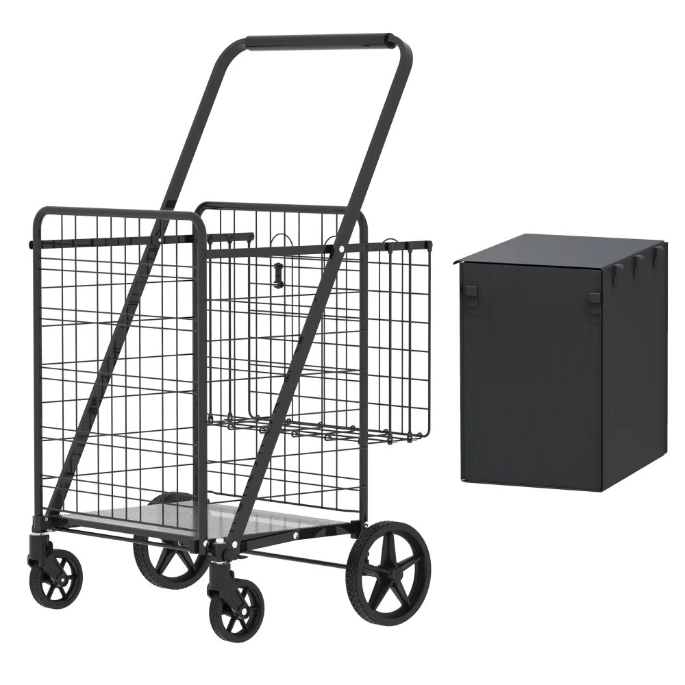 Large Shopping Cart Grocery Cart on Wheels Foldable Utility Shopping Carts with Double Basket and 360° Rolling Swivel Wheels
Large Shopping Cart Grocery Cart on Wheels Foldable Utility Shopping Carts with Double Basket and 360° Rolling Swivel Wheels