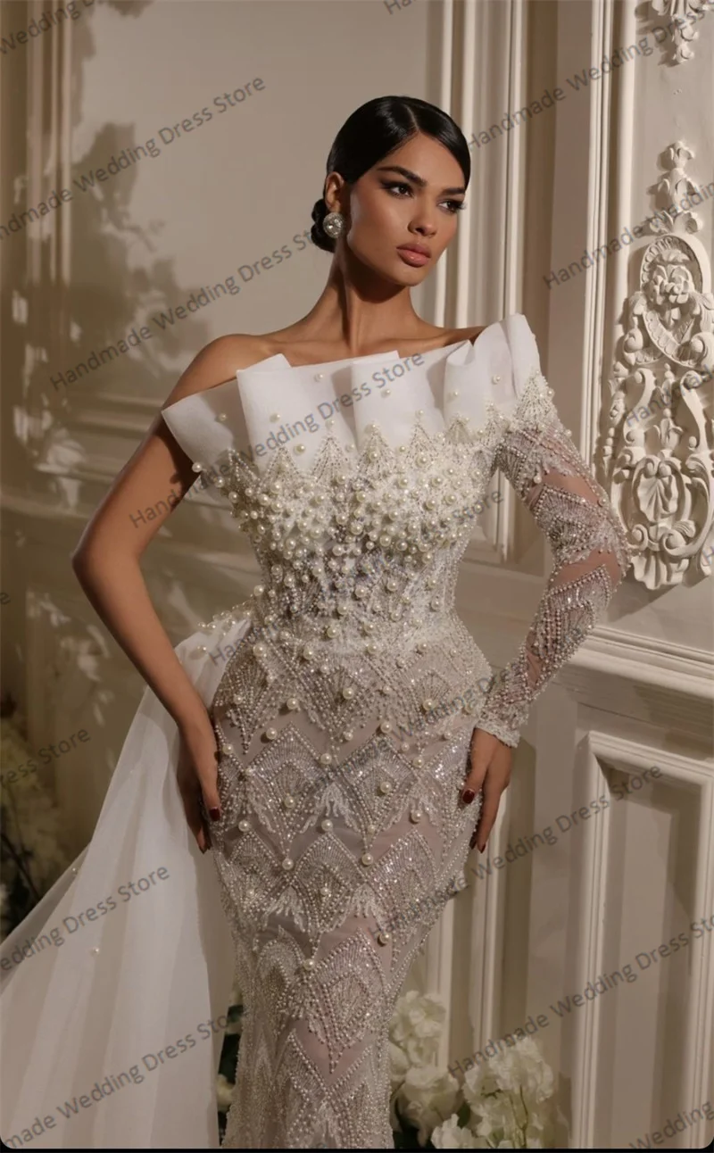 Luxury Crystals Wedding Dress Overskirt Sexy Off Shoulder Mermaid Sheath Bridal Evening Gown Customized Beach Garden Long Robe
Luxury Crystals Wedding Dress Overskirt Sexy Off Shoulder Mermaid Sheath Bridal Evening Gown Customized Beach Garden Long Robe