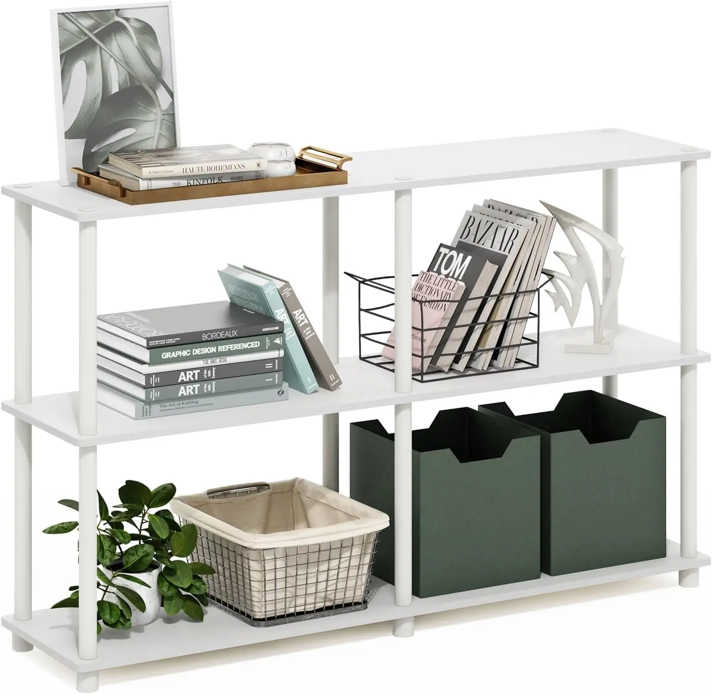 3-Tier Corner Storage Shelves, 47.4 Wide Open Book Shelf for Living Room, Garage, Home Office in White
3-Tier Corner Storage Shelves, 47.4 Wide Open Book Shelf for Living Room, Garage, Home Office in White