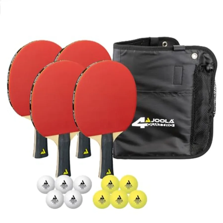 Quattro Ping Pong Paddles Set of 4 - Includes 10 Advanced 3 Star Ping Pong Balls and Storage Case - 4 Competition Table Tennis
Quattro Ping Pong Paddles Set of 4 - Includes 10 Advanced 3 Star Ping Pong Balls and Storage Case - 4 Competition Table Tennis