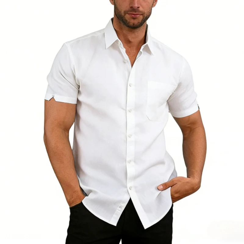 Summer Button-down Men's Solid Color Short-sleeved Shirts Men Dress Shirt Men Clothing Homme Hawaiian Shirt
Summer Button-down Men's Solid Color Short-sleeved Shirts Men Dress Shirt Men Clothing Homme Hawaiian Shirt