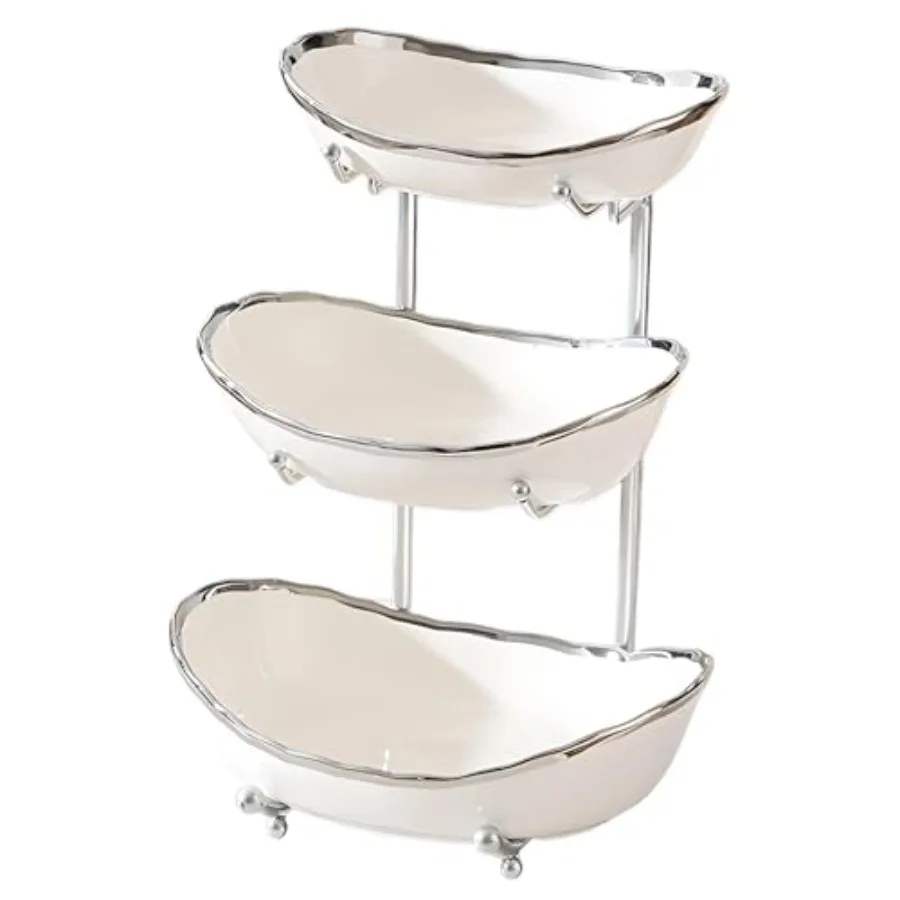 3 Tier Fruit Bowl for Kitchen Counter with Metal Stand, Cermic, Tiered Fruit Basket for Nuts, Snacks, Bread, Cndy Storge
3 Tier Fruit Bowl for Kitchen Counter with Metal Stand, Cermic, Tiered Fruit Basket for Nuts, Snacks, Bread, Cndy Storge