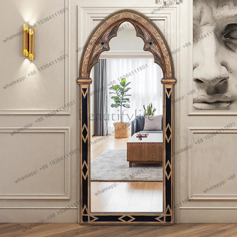American wall ceiling mirror home European style entrance living room bedroom retro full body mirror wooden frame
American wall ceiling mirror home European style entrance living room bedroom retro full body mirror wooden frame