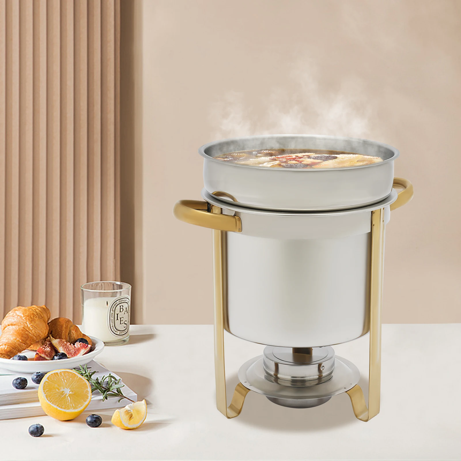 7.4 Qt Soup Chafer Station 201 Stainless Steel, Includes Fuel Holder and Dust-proof Lid for Buffets, Hotel Breakfast Areas
7.4 Qt Soup Chafer Station 201 Stainless Steel, Includes Fuel Holder and Dust-proof Lid for Buffets, Hotel Breakfast Areas