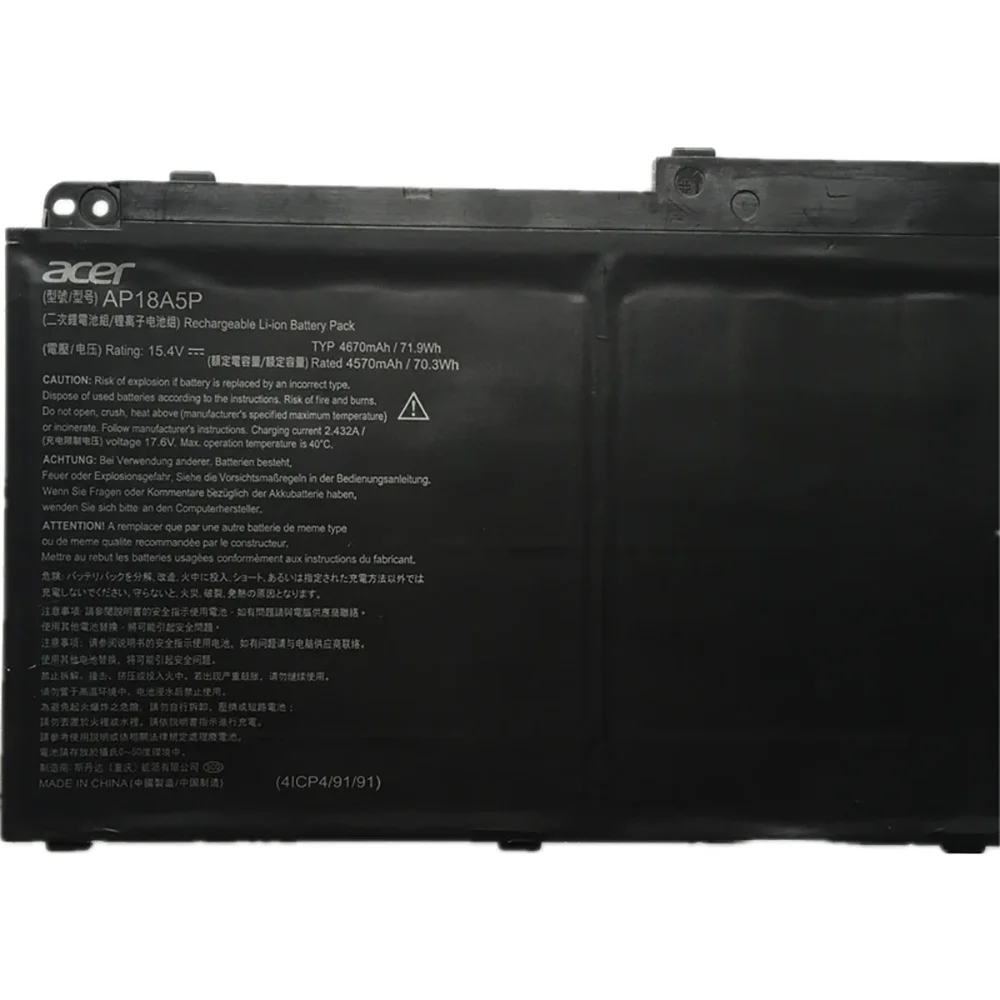 New Original Genuine AP18A5P 15.4V 71.9Wh Laptop Battery for Acer Predator Helios 700 Predator Triton 900
New Original Genuine AP18A5P 15.4V 71.9Wh Laptop Battery for Acer Predator Helios 700 Predator Triton 900