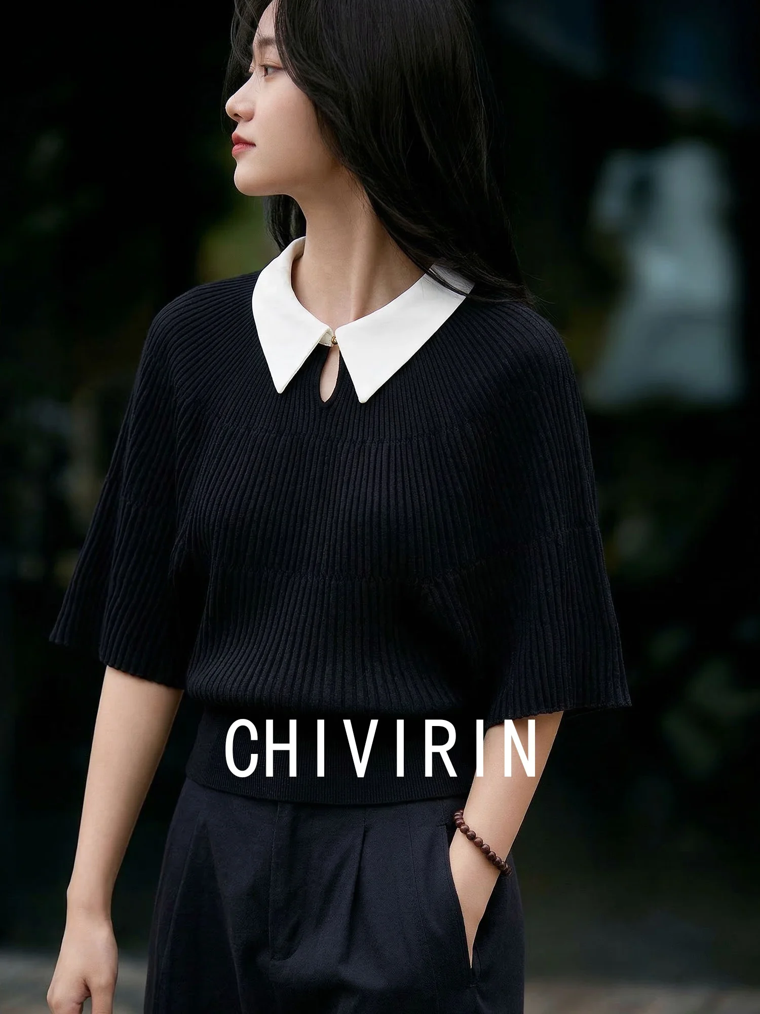 Chivirin Women's Ruffle Sleeve Knitted Shirt Black Short Sleeve V-Neck Casual Style Medium Softness French Style Loose Fit
Chivirin Women's Ruffle Sleeve Knitted Shirt Black Short Sleeve V-Neck Casual Style Medium Softness French Style Loose Fit