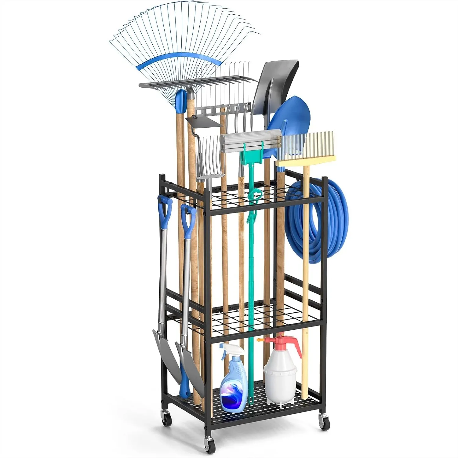 Garden Tool Organizer With Wheels, Yard Tower Rack for Garage Storage, Holds 35 Long-Handled Tools, Sturdy Steel Holder with 3
Garden Tool Organizer With Wheels, Yard Tower Rack for Garage Storage, Holds 35 Long-Handled Tools, Sturdy Steel Holder with 3